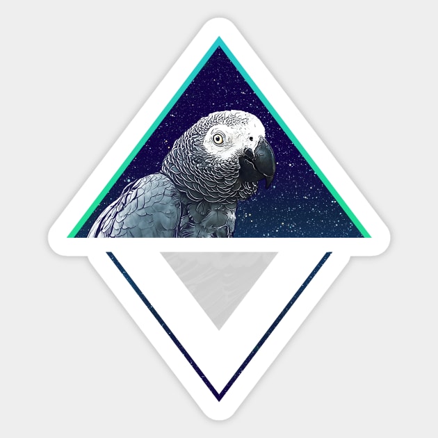 Modern Design Space African Grey Parrot Sticker by BirdNerd